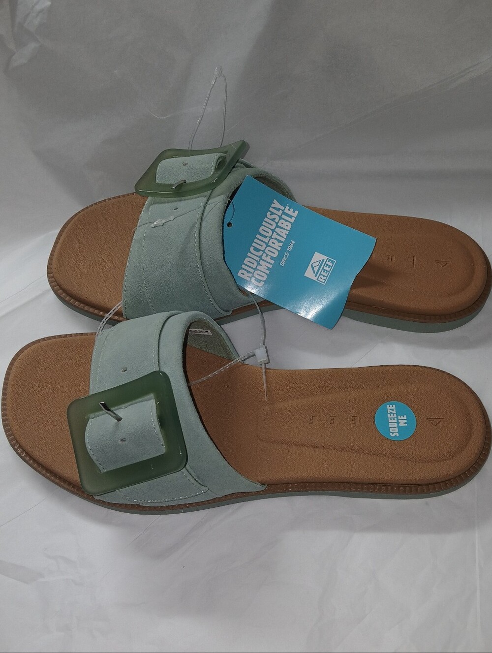 REEF Cushion Sunny Emma Vegan Leather Slides, Light Green - Picture 4 of 9